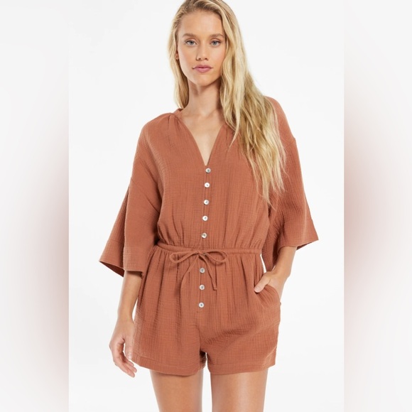 Z Supply Women's Tan Romper - Picture 1 of 12